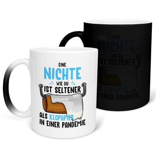 22Feels® Nichte Geschenk - Zaubertasse mit Spruch (Matt-Schwarz und Weiss, 320ml)-Farbwechsel Tasse Matt 320ml-22Feels