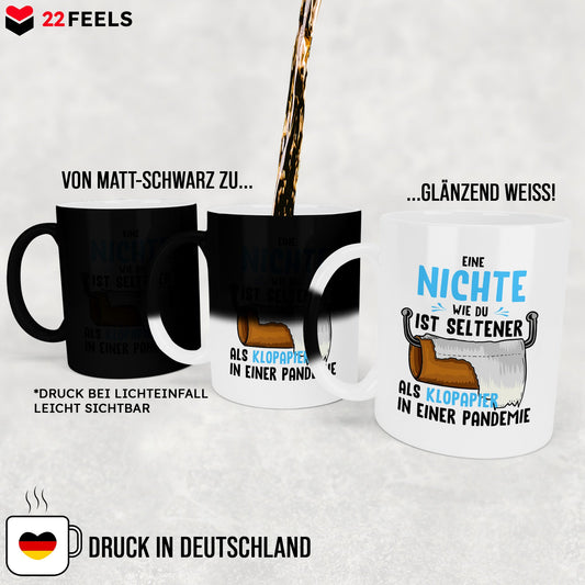 22Feels® Nichte Geschenk - Zaubertasse mit Spruch (Matt-Schwarz und Weiss, 320ml)-Farbwechsel Tasse Matt 320ml-22Feels