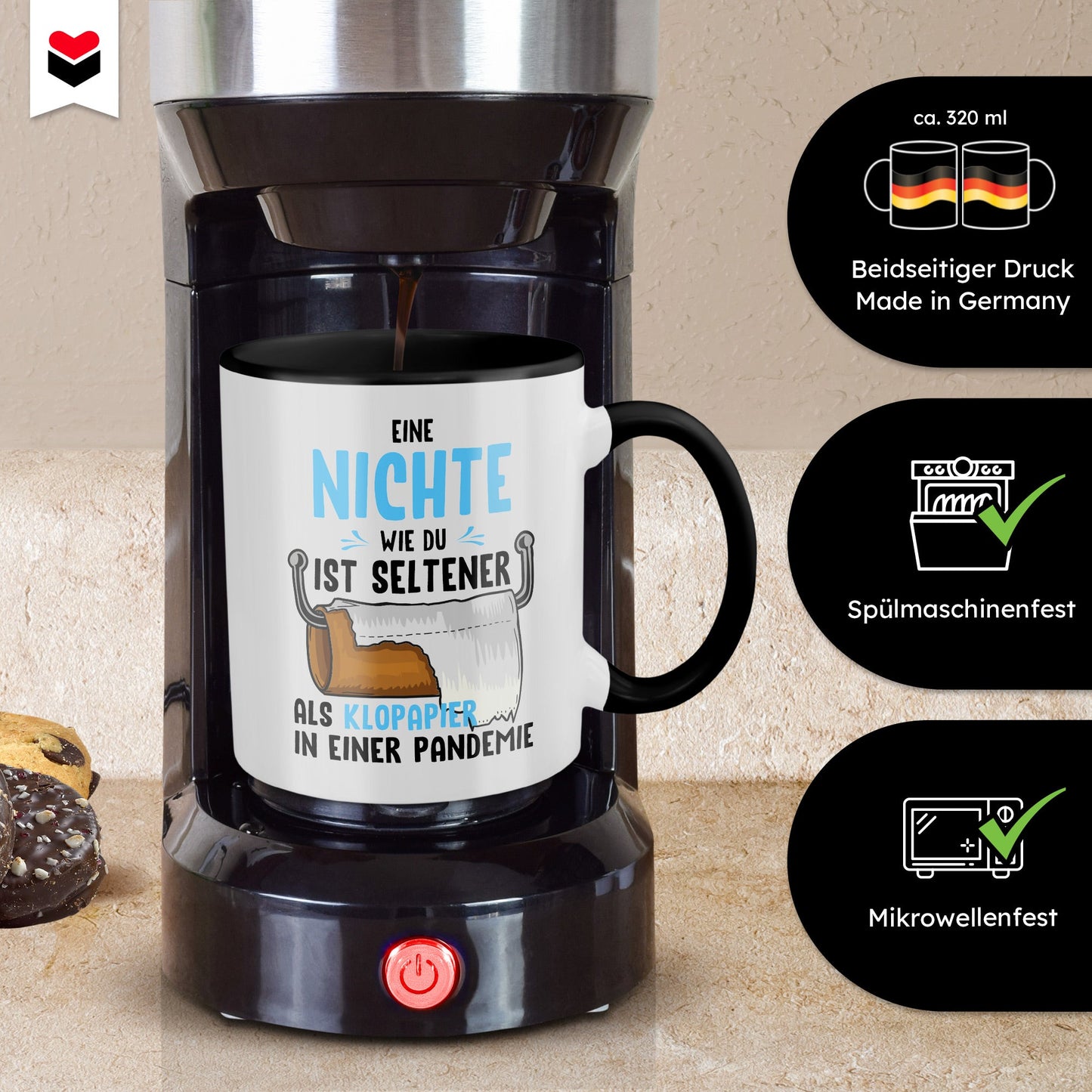 22Feels® Nichte Geschenk - Tasse mit Spruch (Weiss-Schwarz, 320ml)-TwoTone Tasse Weiss-Schwarz 320ml-22Feels