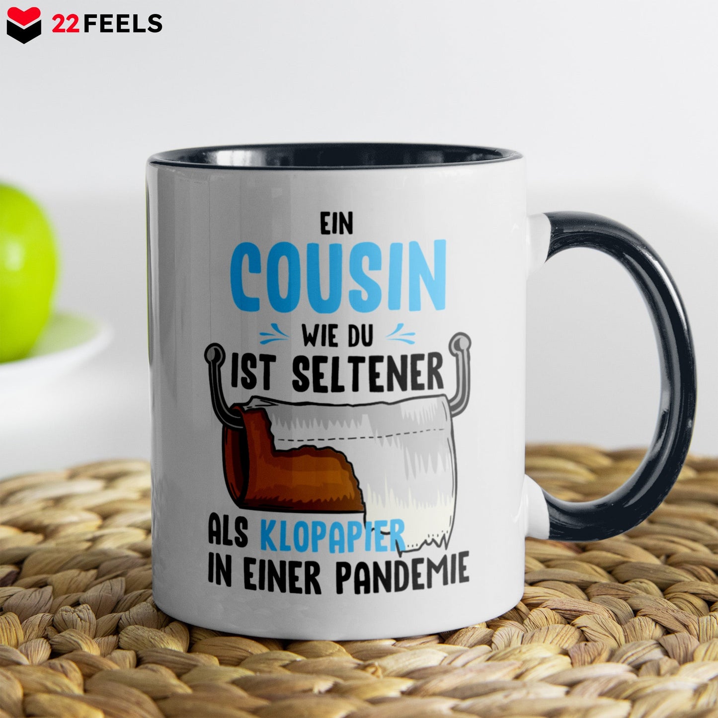 22Feels® Cousin Geschenk - Tasse mit Spruch (Weiss-Schwarz, 320ml)-TwoTone Tasse Weiss-Schwarz 320ml-22Feels