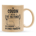 22Feels® Cousin Geschenk - Glitzertasse mit Spruch (Gold, 320ml)-Glitzertasse Gold 320ml-22Feels
