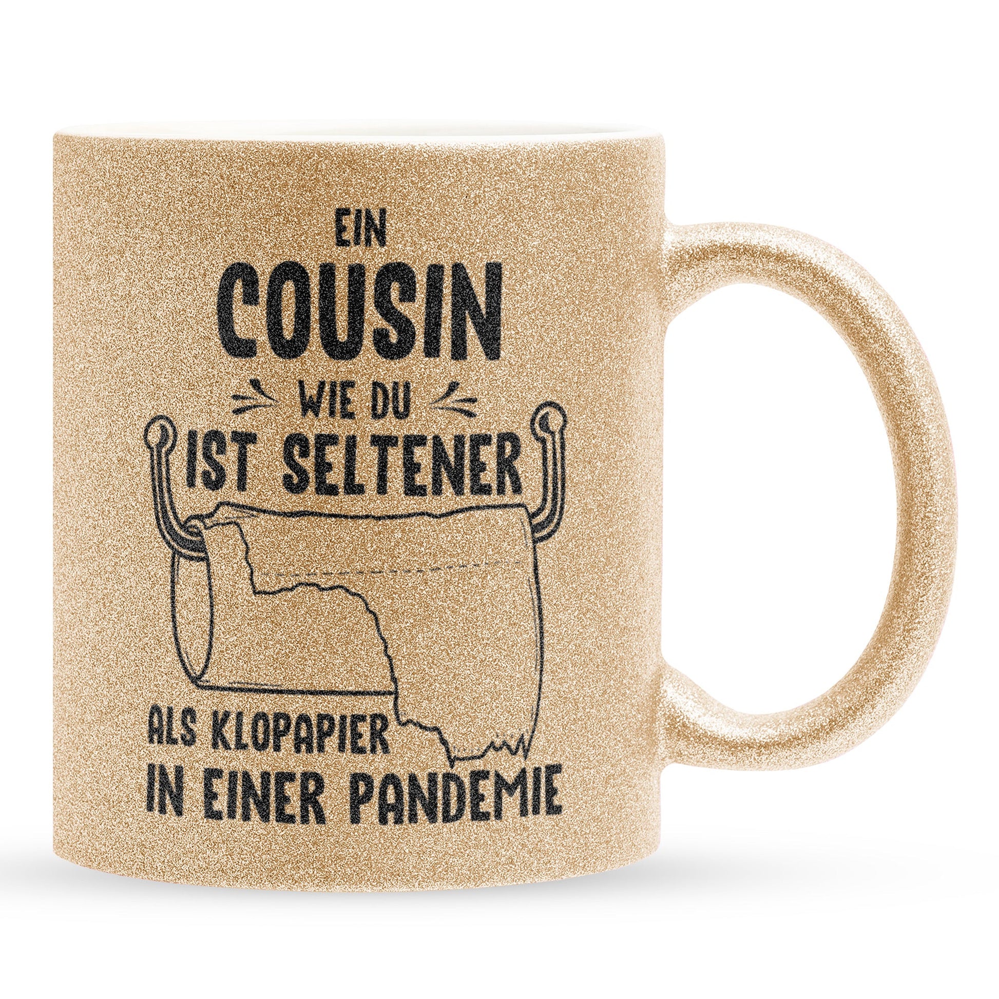 22Feels® Cousin Geschenk - Glitzertasse mit Spruch (Gold, 320ml)-Glitzertasse Gold 320ml-22Feels