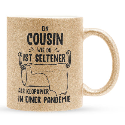 22Feels® Cousin Geschenk - Glitzertasse mit Spruch (Gold, 320ml)-Glitzertasse Gold 320ml-22Feels