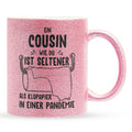 22Feels® Cousin Geschenk - Glitzertasse mit Spruch (Pink, 320ml)-Glitzertasse Pink 320ml-22Feels
