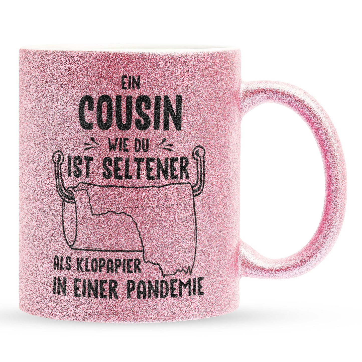 22Feels® Cousin Geschenk - Glitzertasse mit Spruch (Pink, 320ml)-Glitzertasse Pink 320ml-22Feels