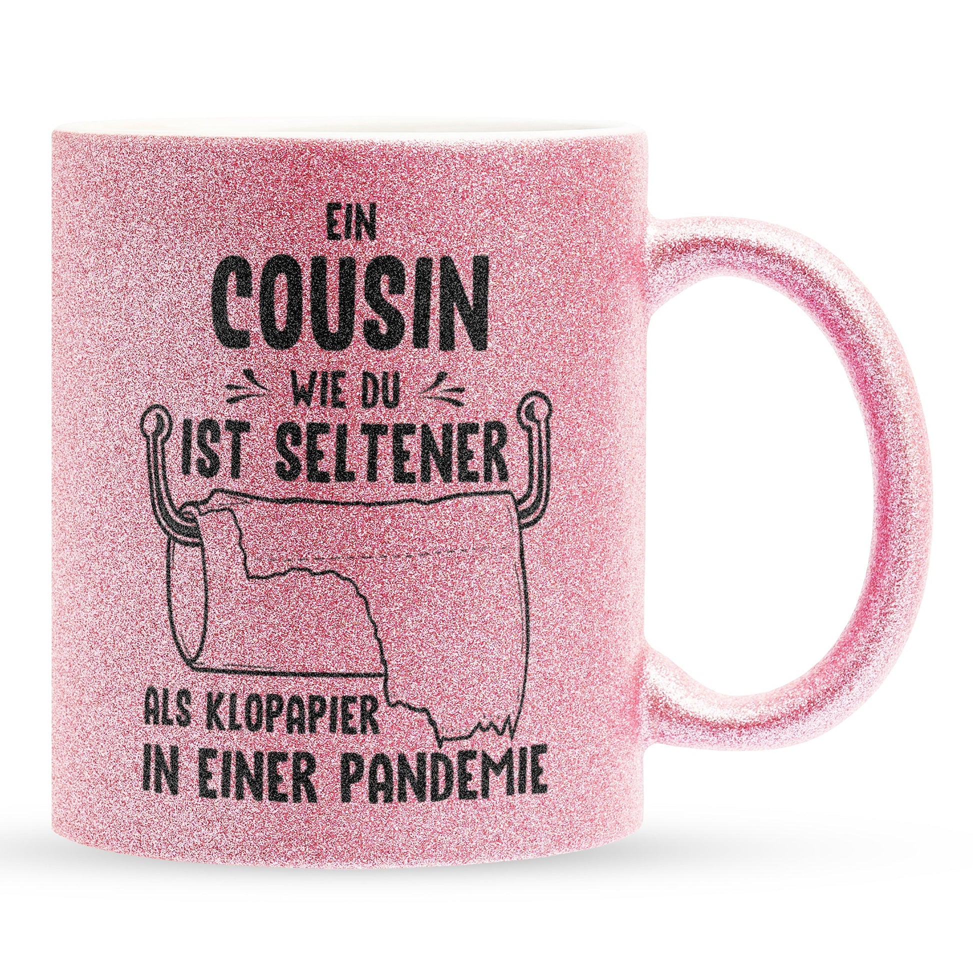 22Feels® Cousin Geschenk - Glitzertasse mit Spruch (Pink, 320ml)-Glitzertasse Pink 320ml-22Feels