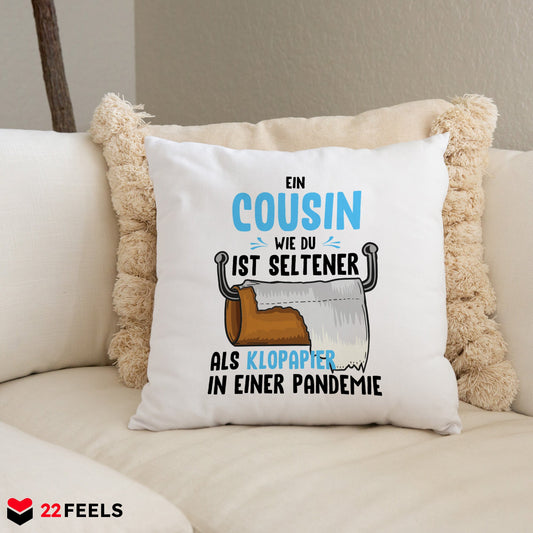 22Feels® Cousin Geschenk - Kissen mit Spruch (Weiss 40x40cm)-Kissen Weiss 40x40-22Feels