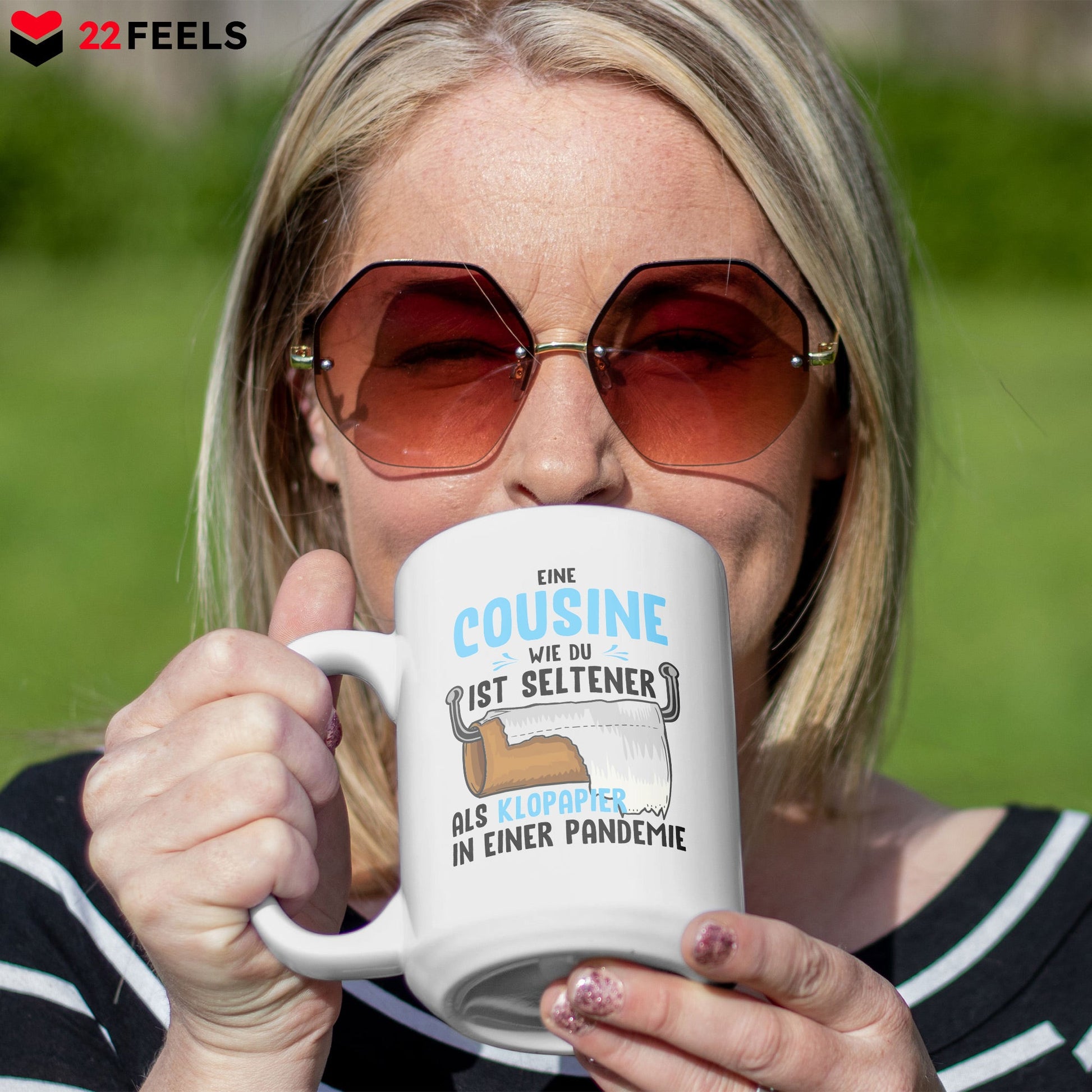 22Feels® Cousine Geschenk - XL Tasse mit Spruch (Weiss, 440ml)-Weisse XL Tasse 440ml-22Feels