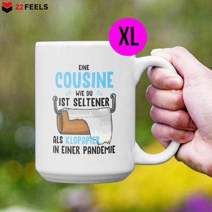 22Feels® Cousine Geschenk - XL Tasse mit Spruch (Weiss, 440ml)-Weisse XL Tasse 440ml-22Feels