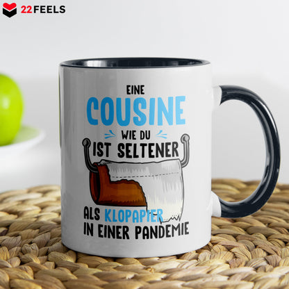 22Feels® Cousine Geschenk - Tasse mit Spruch (Weiss-Schwarz, 320ml)-TwoTone Tasse Weiss-Schwarz 320ml-22Feels