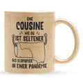 22Feels® Cousine Geschenk - Glitzertasse mit Spruch (Gold, 320ml)-Glitzertasse Gold 320ml-22Feels