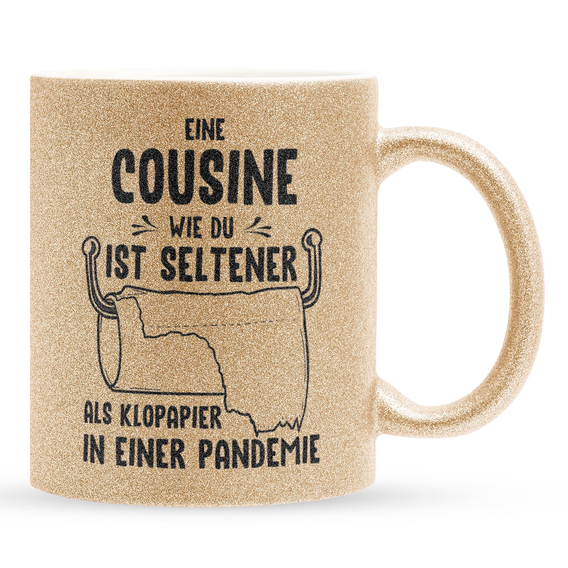 22Feels® Cousine Geschenk - Glitzertasse mit Spruch (Gold, 320ml)-Glitzertasse Gold 320ml-22Feels