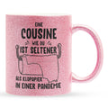 22Feels® Cousine Geschenk - Glitzertasse mit Spruch (Pink, 320ml)-Glitzertasse Pink 320ml-22Feels