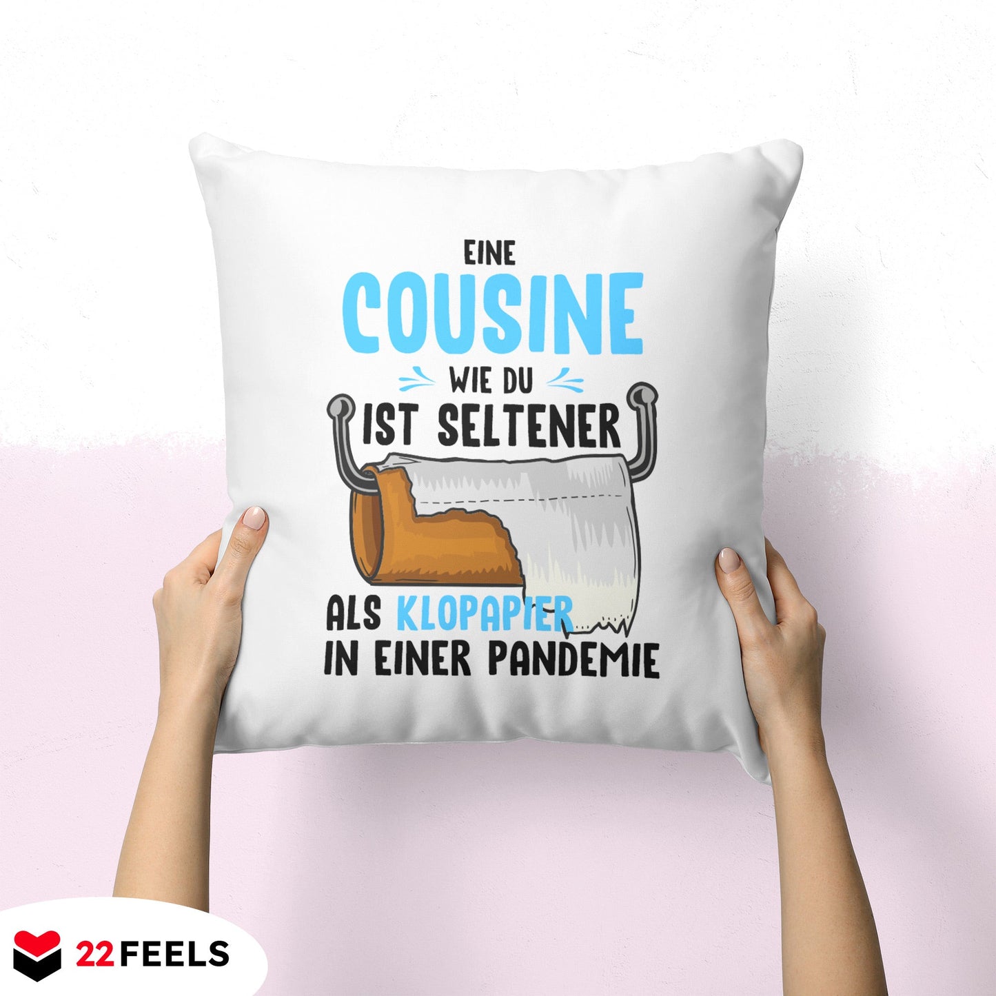 22Feels® Cousine Geschenk - Kissen mit Spruch (Weiss 40x40cm)-Kissen Weiss 40x40-22Feels