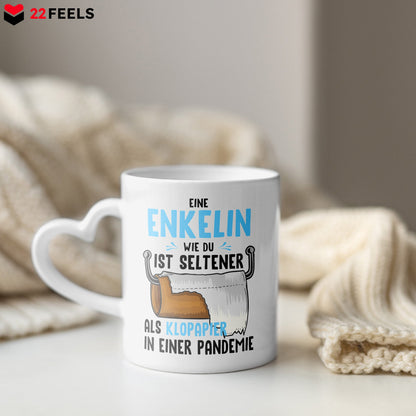 22Feels® Enkelin Geschenk von Oma und Opa - Tasse mit Spruch (Herzhenkel, Weiss, 320ml)-Tasse Weiss Herzhenkel 320ml-22Feels