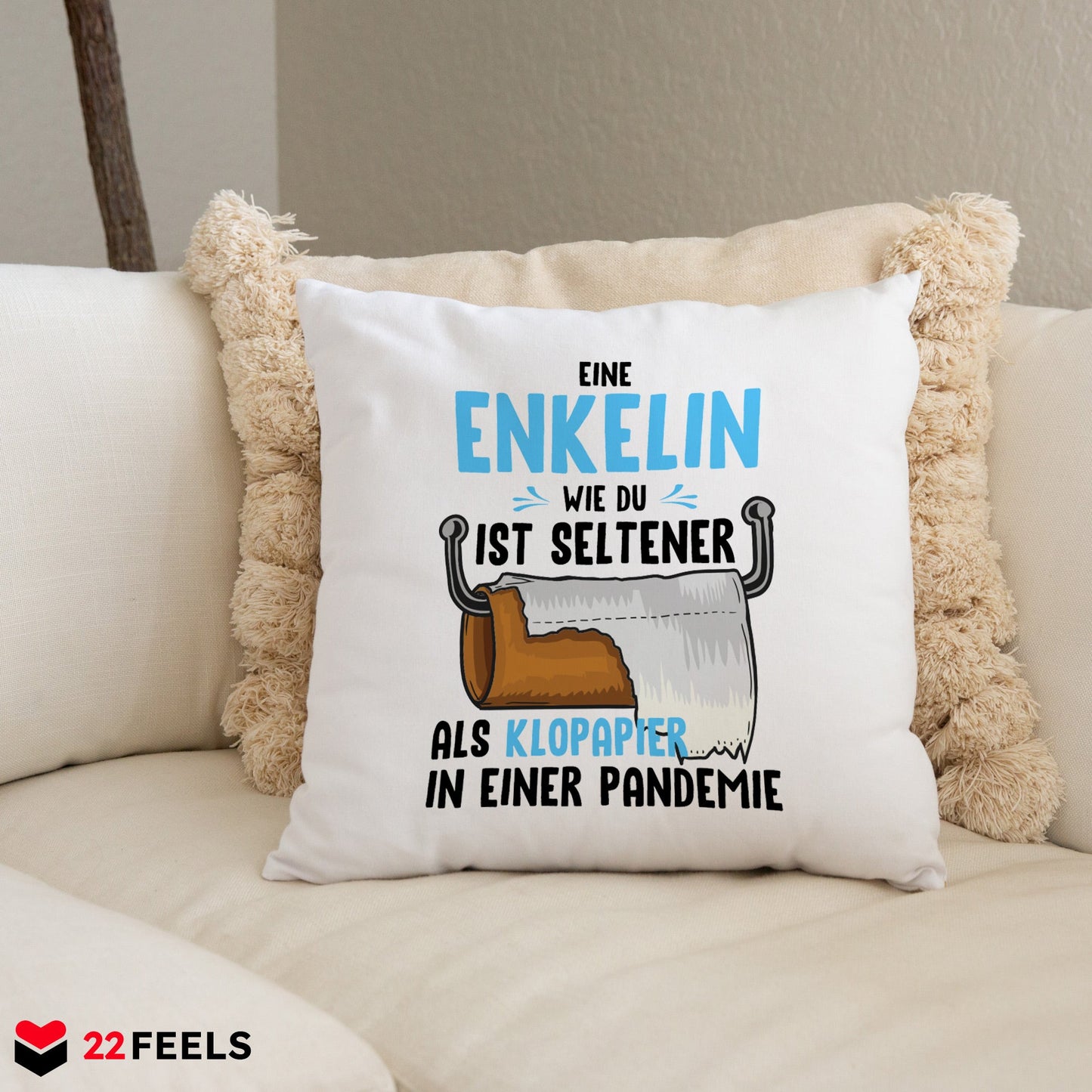 22Feels® Enkelin Geschenk - Kissen mit Spruch (Weiss 40x40cm)-Kissen Weiss 40x40-22Feels