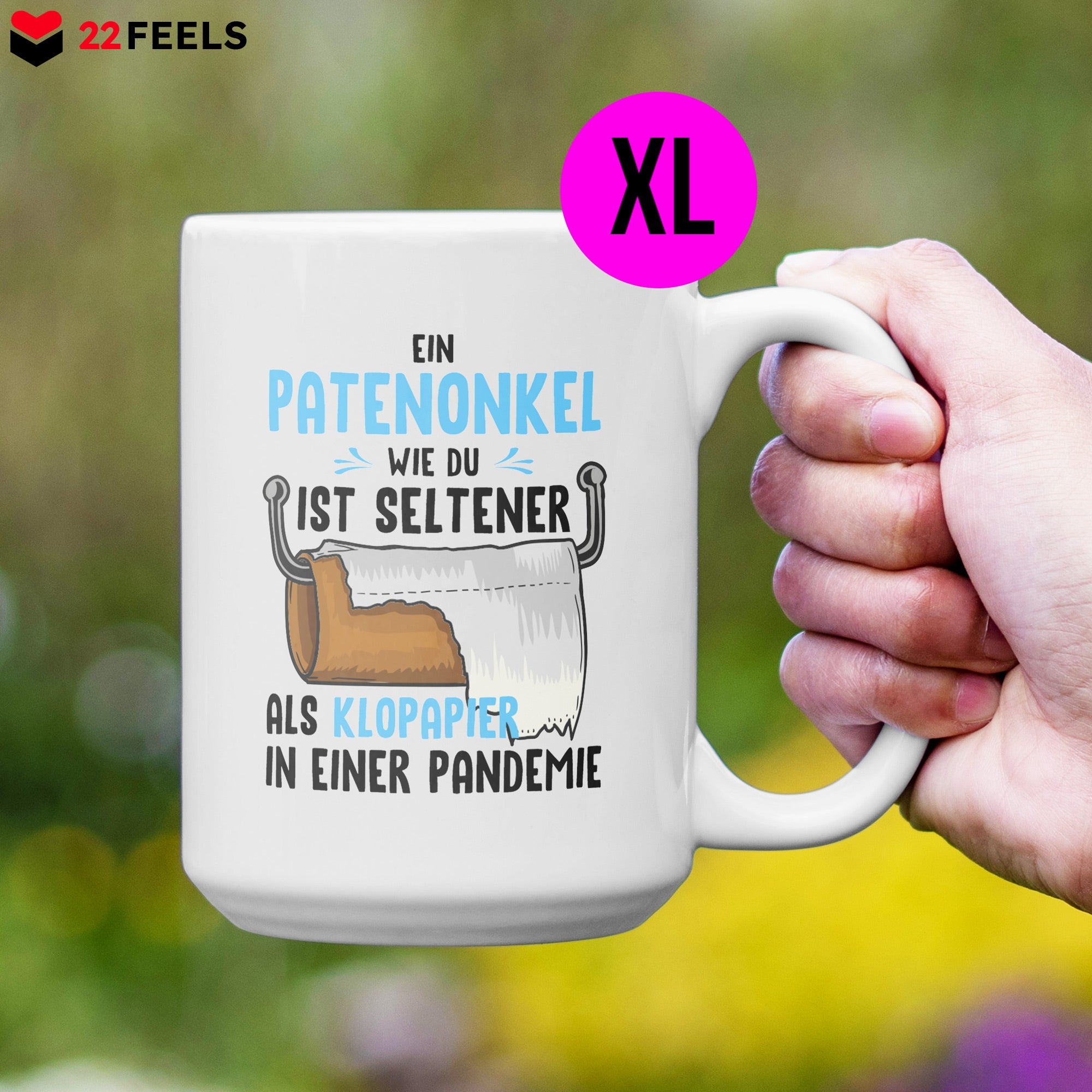 22Feels® Patenonkel Geschenk - XL Tasse mit Spruch (Weiss, 440ml)-Weisse XL Tasse 440ml-22Feels