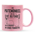 22Feels® Patenonkel Geschenk - Glitzertasse mit Spruch (Pink, 320ml)-Glitzertasse Pink 320ml-22Feels