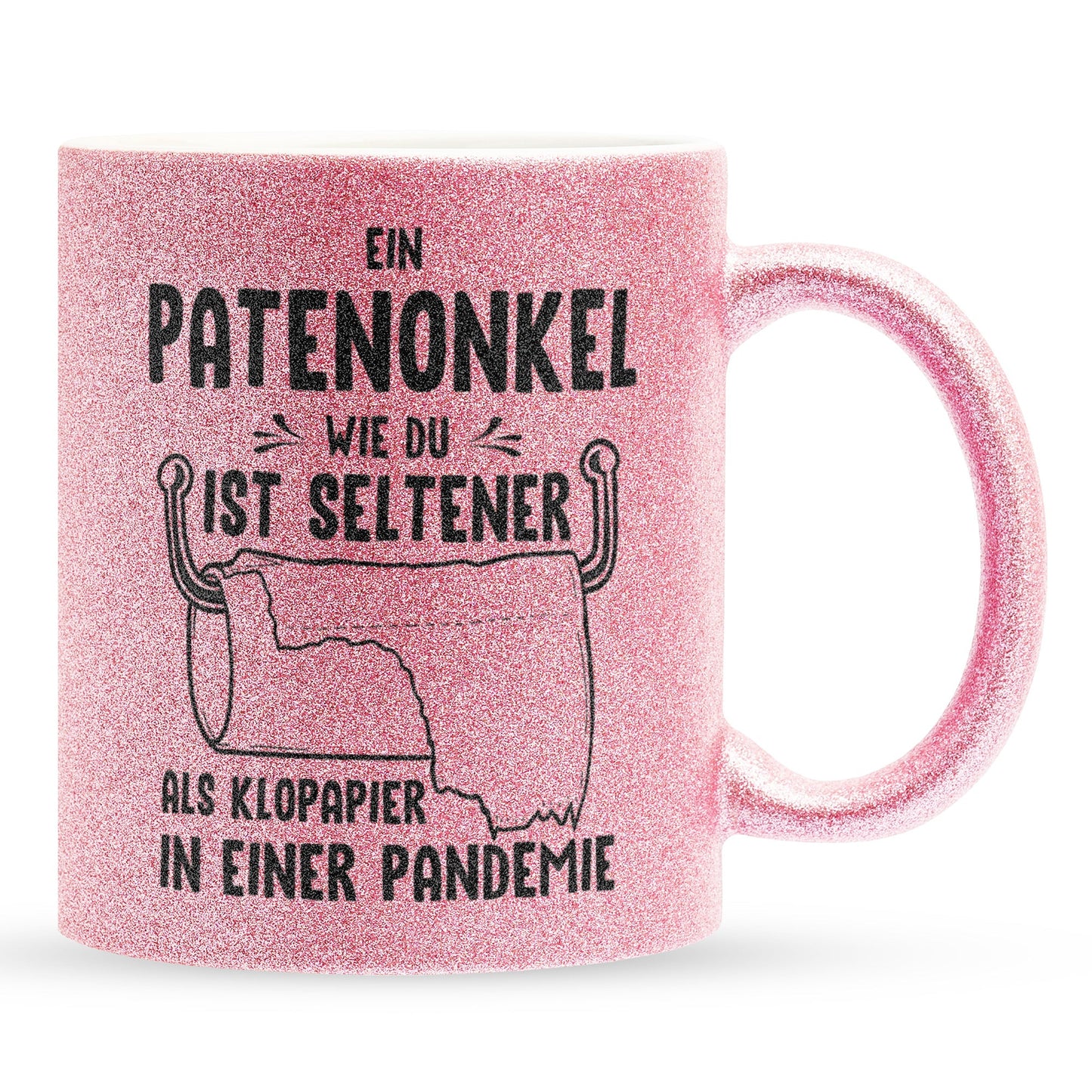 22Feels® Patenonkel Geschenk - Glitzertasse mit Spruch (Pink, 320ml)-Glitzertasse Pink 320ml-22Feels