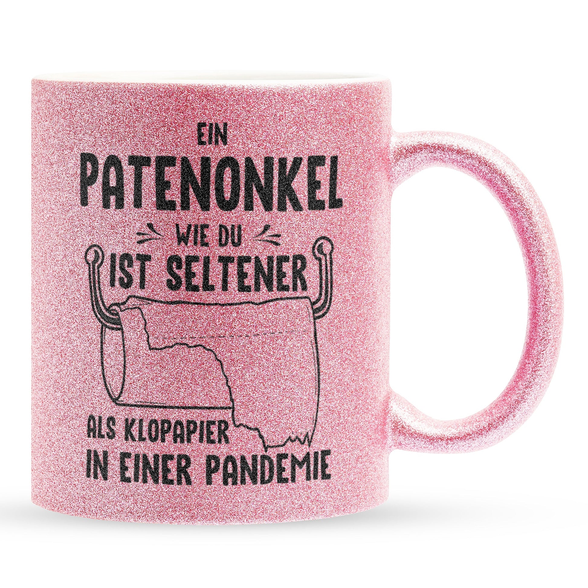 22Feels® Patenonkel Geschenk - Glitzertasse mit Spruch (Pink, 320ml)-Glitzertasse Pink 320ml-22Feels
