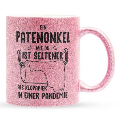 22Feels® Patenonkel Geschenk - Glitzertasse mit Spruch (Pink, 320ml)-Glitzertasse Pink 320ml-22Feels