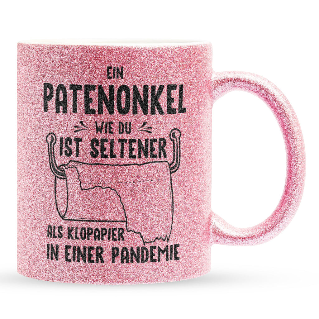 22Feels® Patenonkel Geschenk - Glitzertasse mit Spruch (Pink, 320ml)-Glitzertasse Pink 320ml-22Feels
