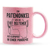 22Feels® Patenonkel Geschenk - Glitzertasse mit Spruch (Pink, 320ml)-Glitzertasse Pink 320ml-22Feels