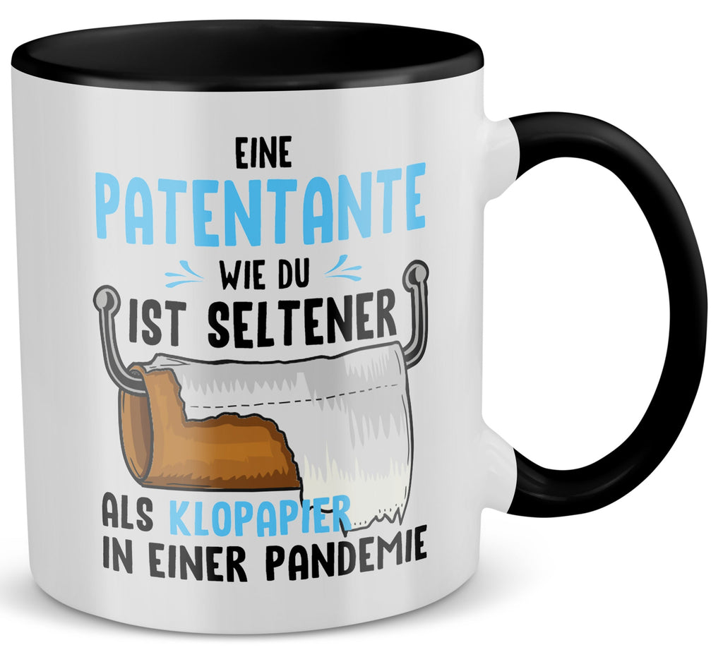 22Feels® Patentante Geschenk - Tasse mit Spruch (Weiss-Schwarz, 320ml)-TwoTone Tasse Weiss-Schwarz 320ml-22Feels