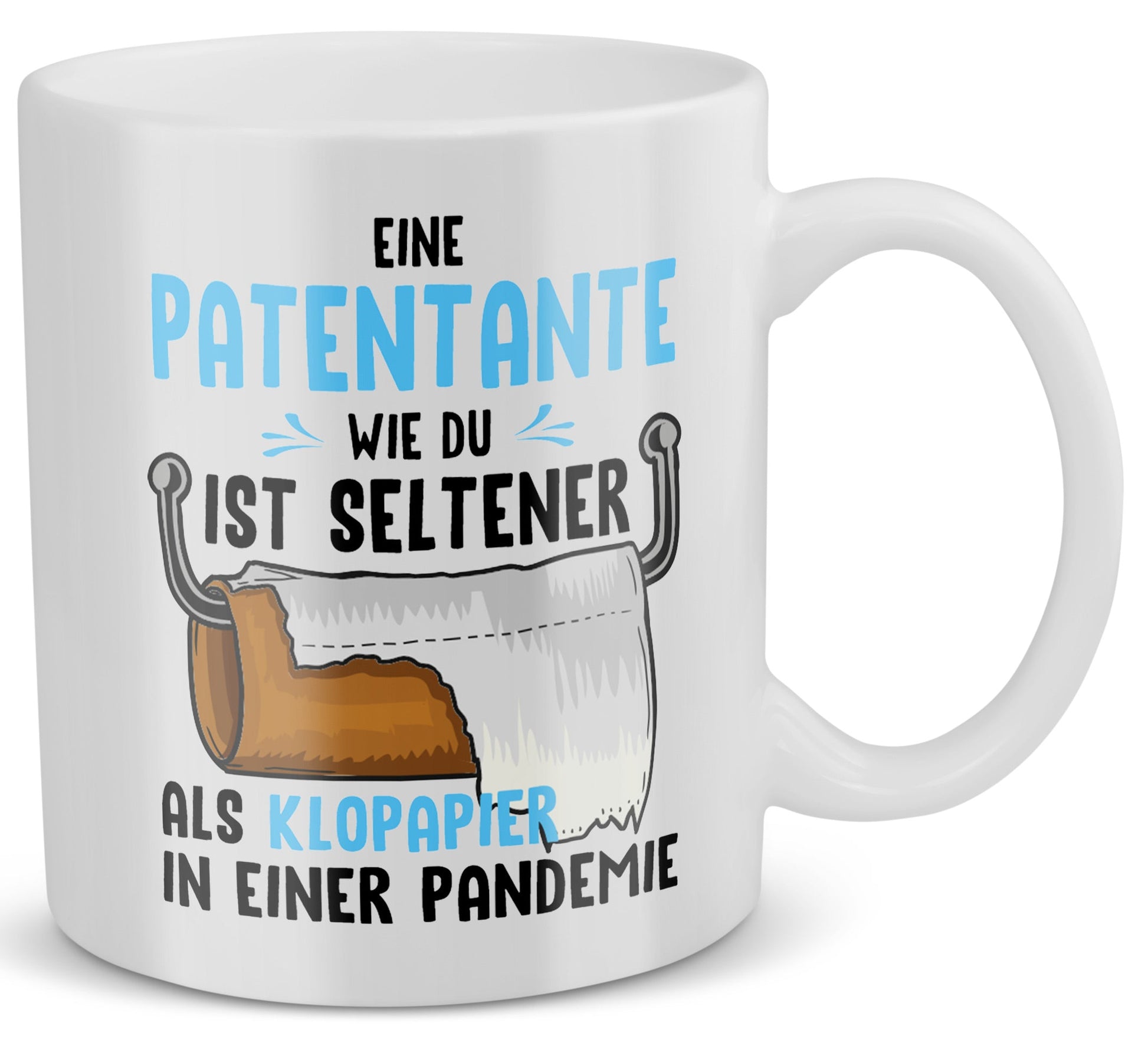 22Feels® Patentante Geschenk - Tasse mit Spruch: Seltener Als Klopapier (Weiss, 320ml)-Weisse Tasse 320ml-22Feels
