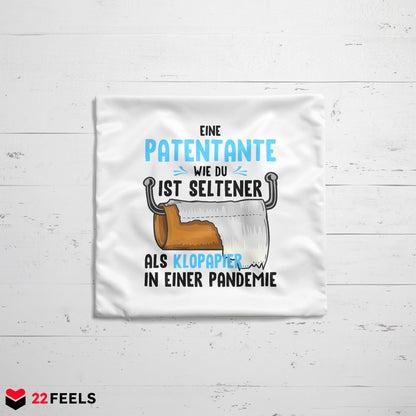 22Feels® Patentante Geschenk - Kissen mit Spruch (Weiss 40x40cm)-Kissen Weiss 40x40-22Feels