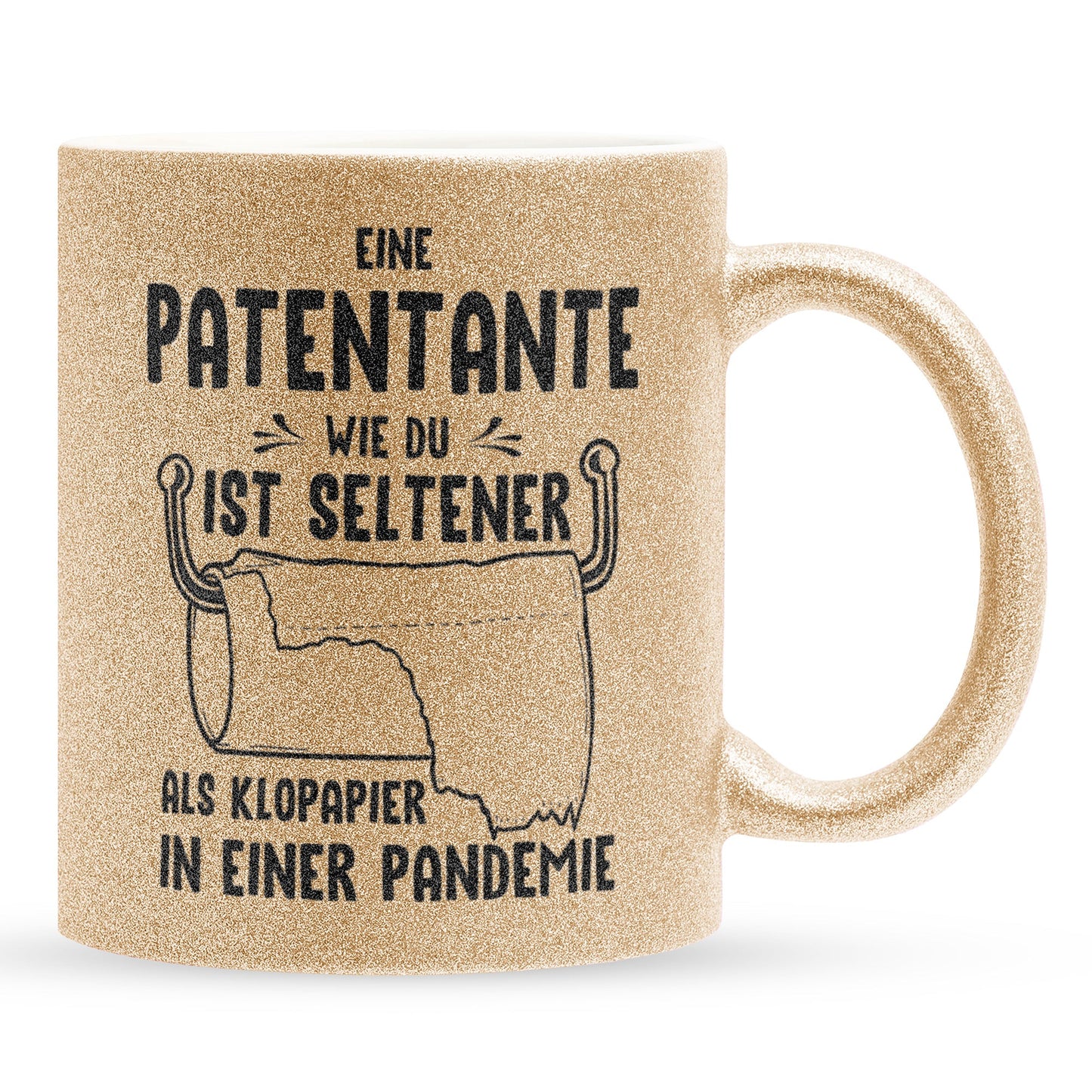 22Feels® Patentante Geschenk - Glitzertasse mit Spruch (Gold, 320ml)-Glitzertasse Gold 320ml-22Feels