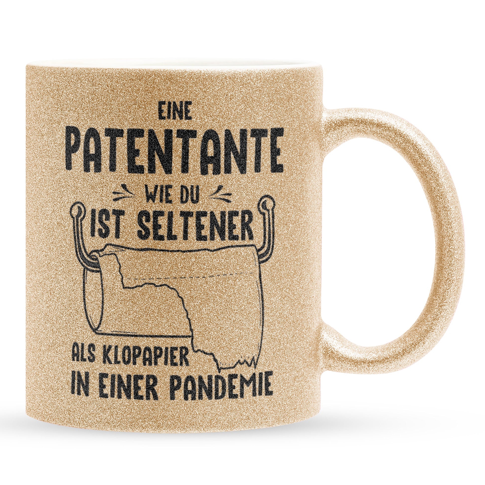 22Feels® Patentante Geschenk - Glitzertasse mit Spruch (Gold, 320ml)-Glitzertasse Gold 320ml-22Feels