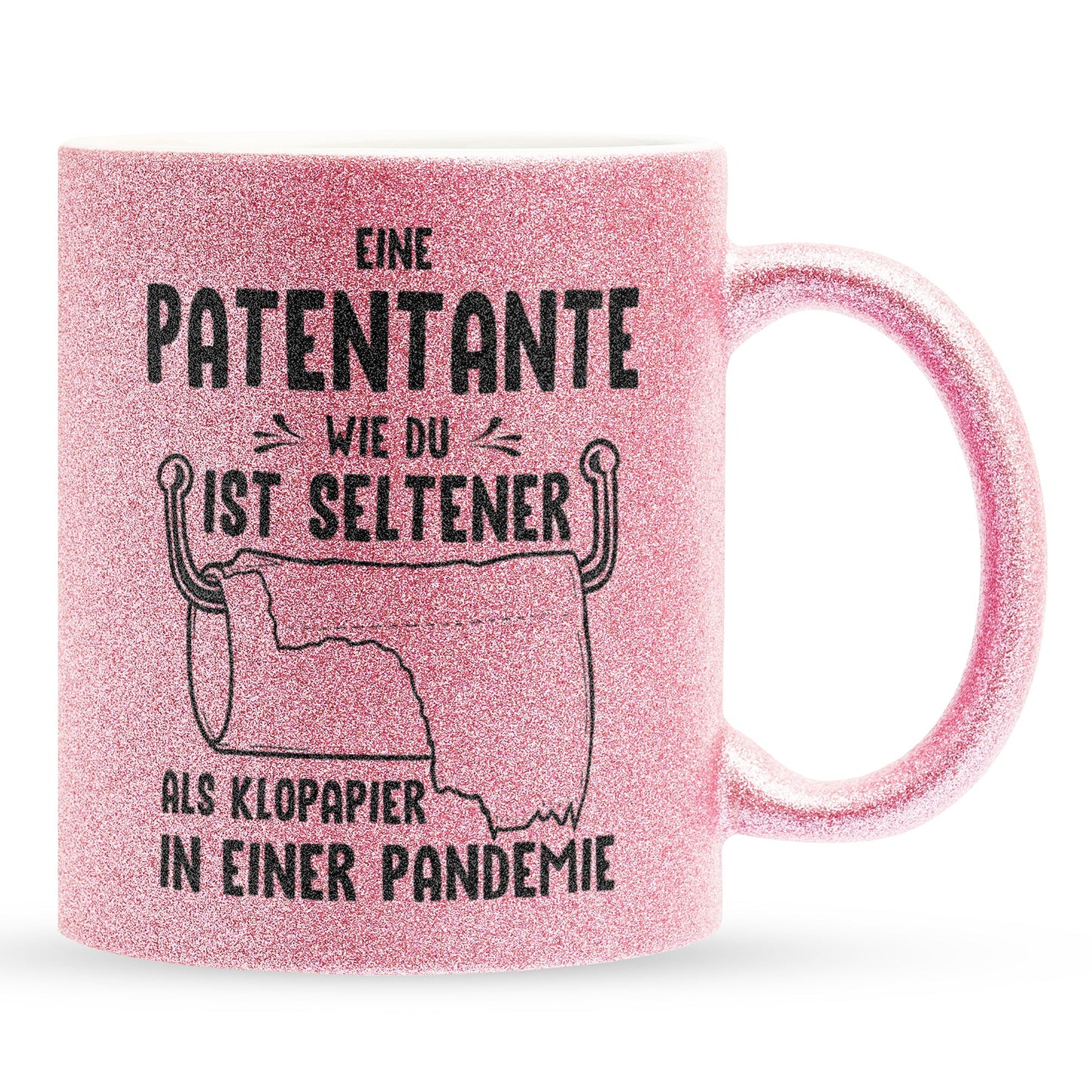 22Feels® Patentante Geschenk - Glitzertasse mit Spruch (Pink, 320ml)-Glitzertasse Pink 320ml-22Feels