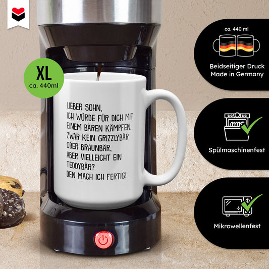 22Feels® Sohn Geschenk - XL Tasse mit Spruch (Weiss, 440ml)-Weisse XL Tasse 440ml-22Feels