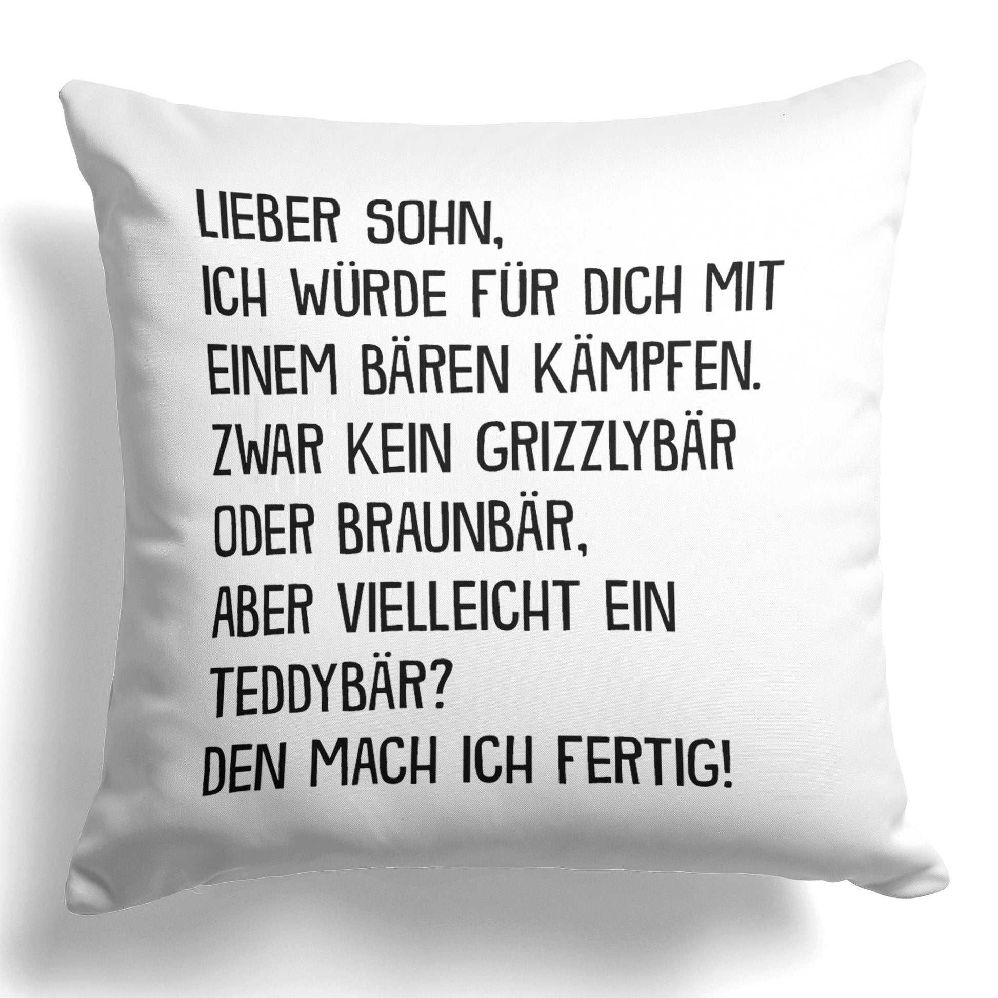 22Feels® Sohn Geschenk - Kissen mit Spruch (Weiss 40x40cm)-Kissen Weiss 40x40-22Feels