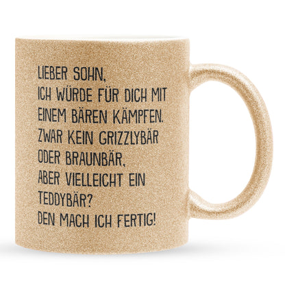 22Feels® Sohn Geschenk - Glitzertasse mit Spruch (Gold, 320ml)-Glitzertasse Gold 320ml-22Feels