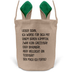 22Feels® Sohn Kinder Osterkorb mit Henkel Ostergeschenk Tragetasche Ostern Deko Osternest Körbchen Hasenohren (Beige/Grün)-Ostern Tragetasche-22Feels