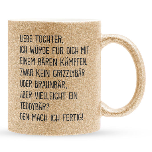 22Feels® Tochter Geschenk - Glitzertasse mit Spruch (Gold, 320ml)-Glitzertasse Gold 320ml-22Feels