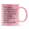 22Feels® Tochter Geschenk - Glitzertasse mit Spruch (Pink, 320ml)-Glitzertasse Pink 320ml-22Feels