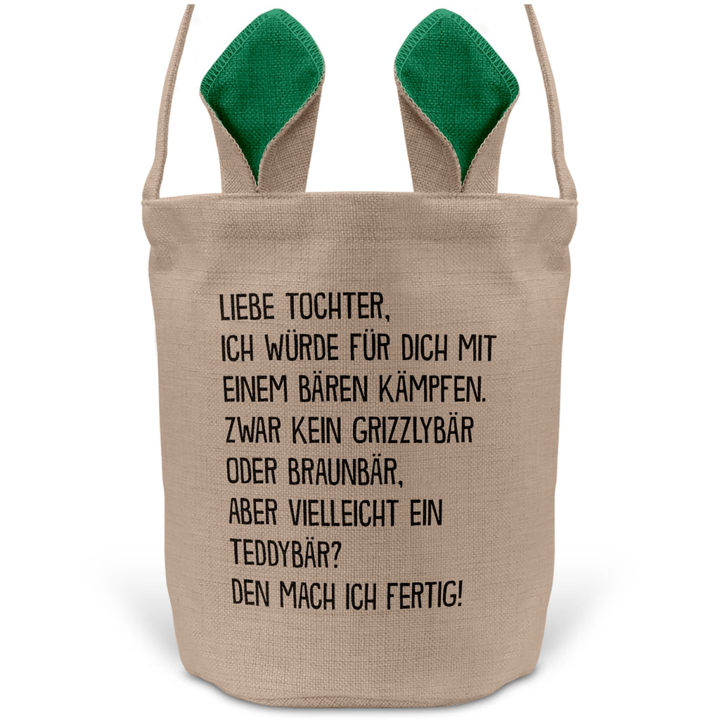 22Feels® Tochter Kinder Osterkorb mit Henkel Ostergeschenk Tragetasche Ostern Deko Osternest Körbchen Hasenohren (Beige/Grün)-Ostern Tragetasche-22Feels