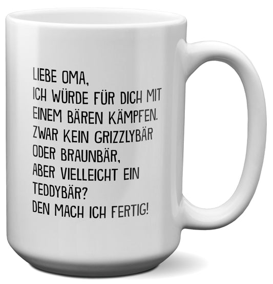 22Feels® Oma Geschenk - XL Tasse mit Spruch (Weiss, 440ml)-Weisse XL Tasse 440ml-22Feels