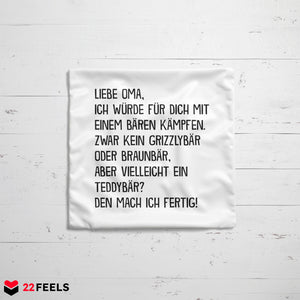22Feels® Oma Geschenk - Kissen mit Spruch (Weiss 40x40cm)-Kissen Weiss 40x40-22Feels