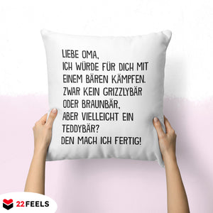 22Feels® Oma Geschenk - Kissen mit Spruch (Weiss 40x40cm)-Kissen Weiss 40x40-22Feels