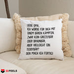 22Feels® Oma Geschenk - Kissen mit Spruch (Weiss 40x40cm)-Kissen Weiss 40x40-22Feels