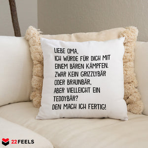 22Feels® Oma Geschenk - Kissen mit Spruch (Weiss 40x40cm)-Kissen Weiss 40x40-22Feels