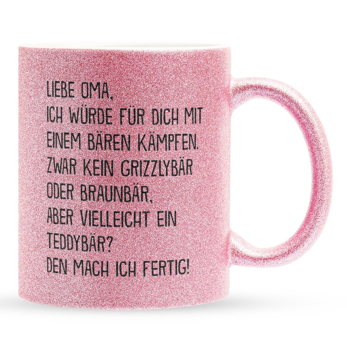 22Feels® Oma Geschenk - Glitzertasse mit Spruch (Pink, 320ml)-Glitzertasse Pink 320ml-22Feels