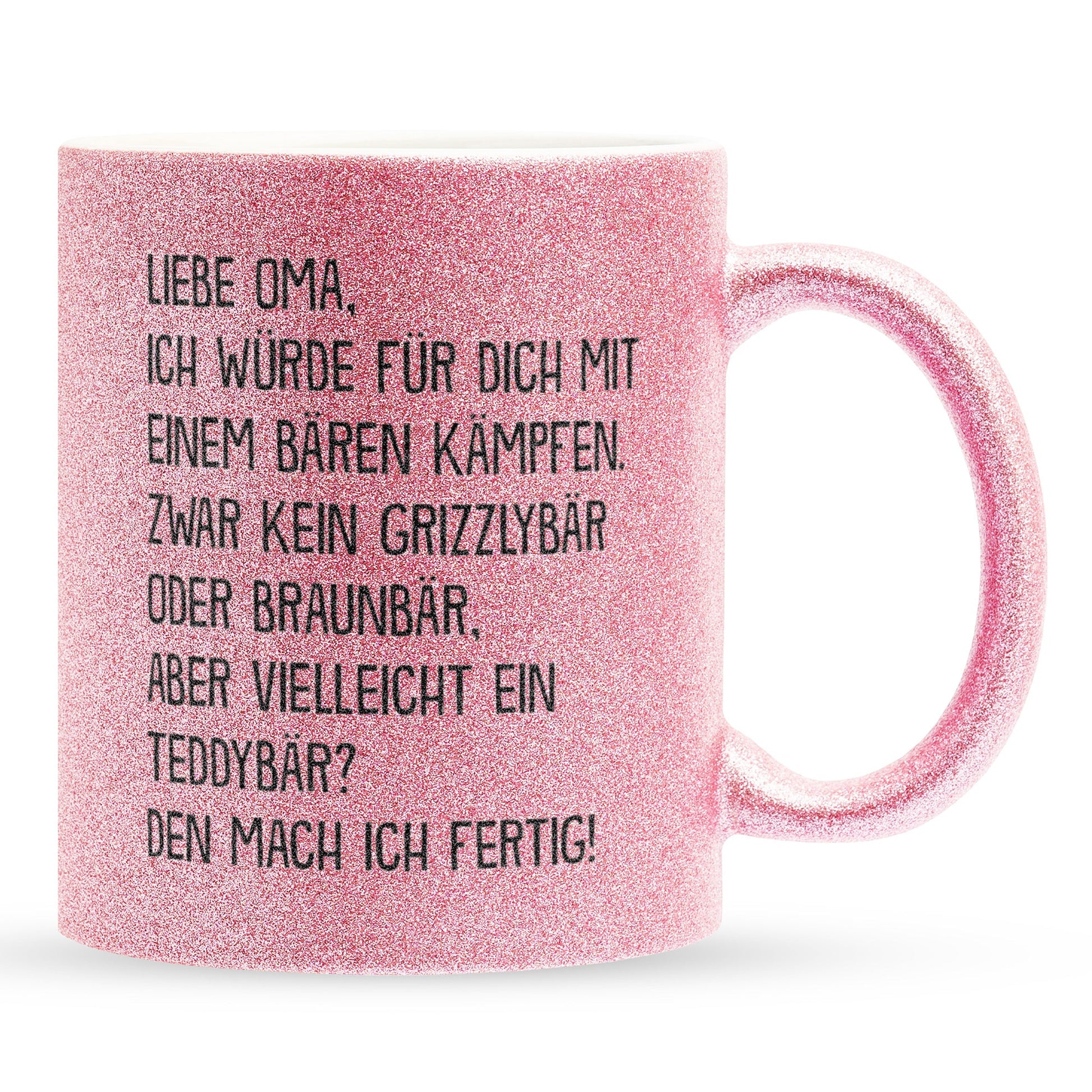 22Feels® Oma Geschenk - Glitzertasse mit Spruch (Pink, 320ml)-Glitzertasse Pink 320ml-22Feels