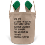 22Feels® Oma Grossmutter Osterkorb mit Henkel Ostergeschenk Tragetasche Ostern Deko Osternest Körbchen Hasenohren (Beige/Grün)-Ostern Tragetasche-22Feels