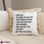 22Feels® Opa Geschenk - Kissen mit Spruch (Weiss 40x40cm)-Kissen Weiss 40x40-22Feels