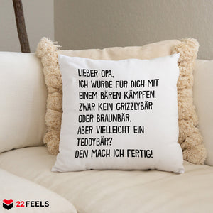 22Feels® Opa Geschenk - Kissen mit Spruch (Weiss 40x40cm)-Kissen Weiss 40x40-22Feels
